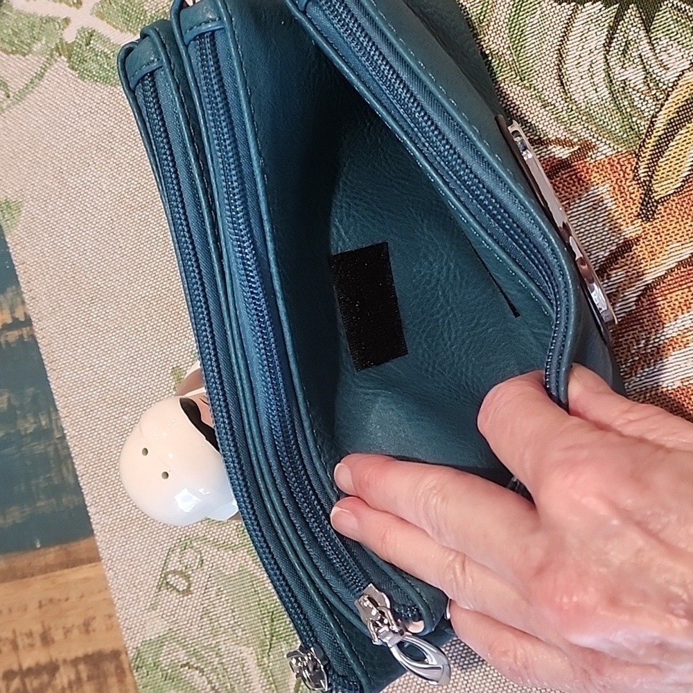 Teal Vegan Leather Crossbody or Clutch - Picture 8 of 12